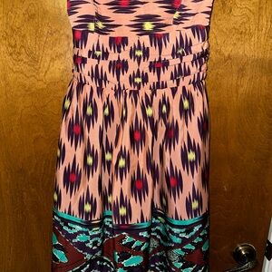 MM Couture Strapless Dress - coral turquoise